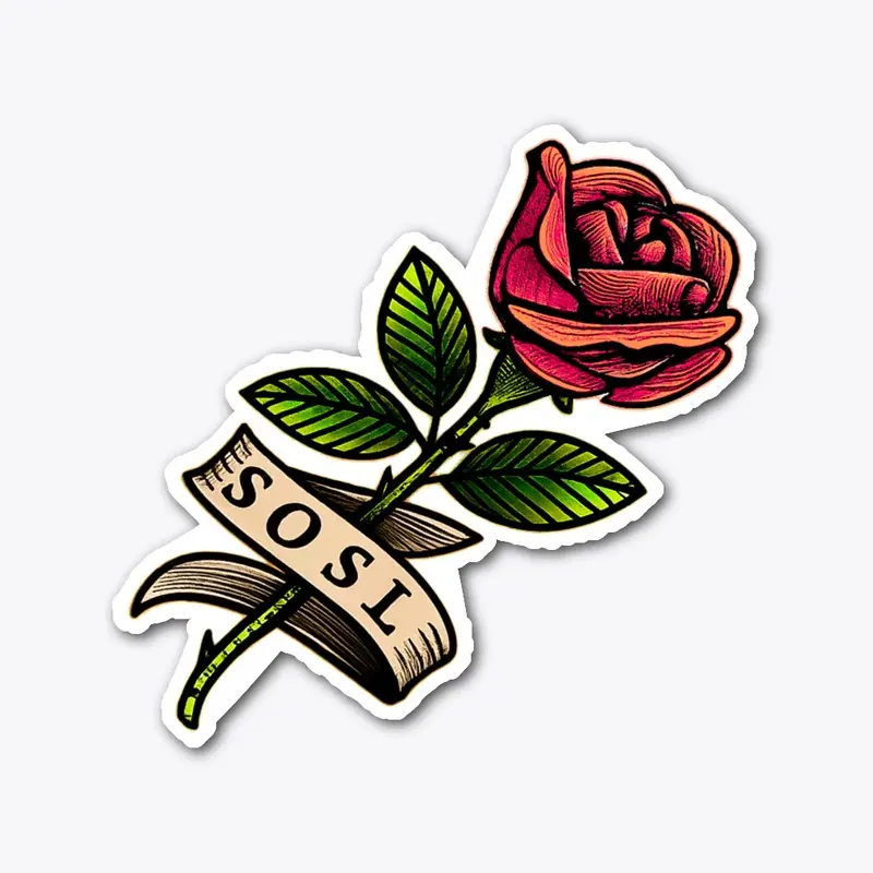 Single Rose XL 6" sticker, padparadscha