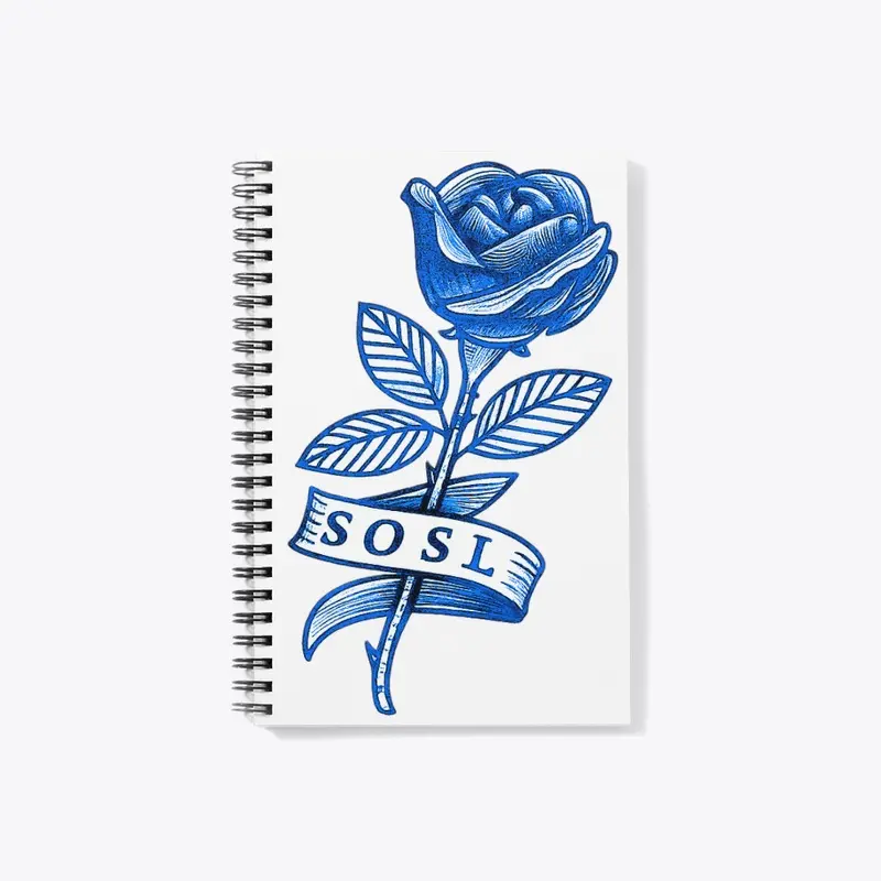 Single Rose notebook in pottery blue