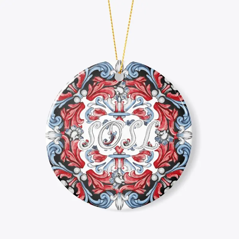 Deruta SOSL round ornament in americana