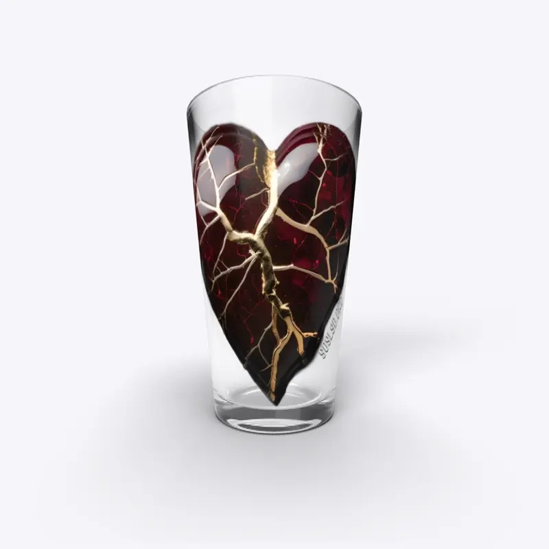 Kintsugi heart pint glass #1