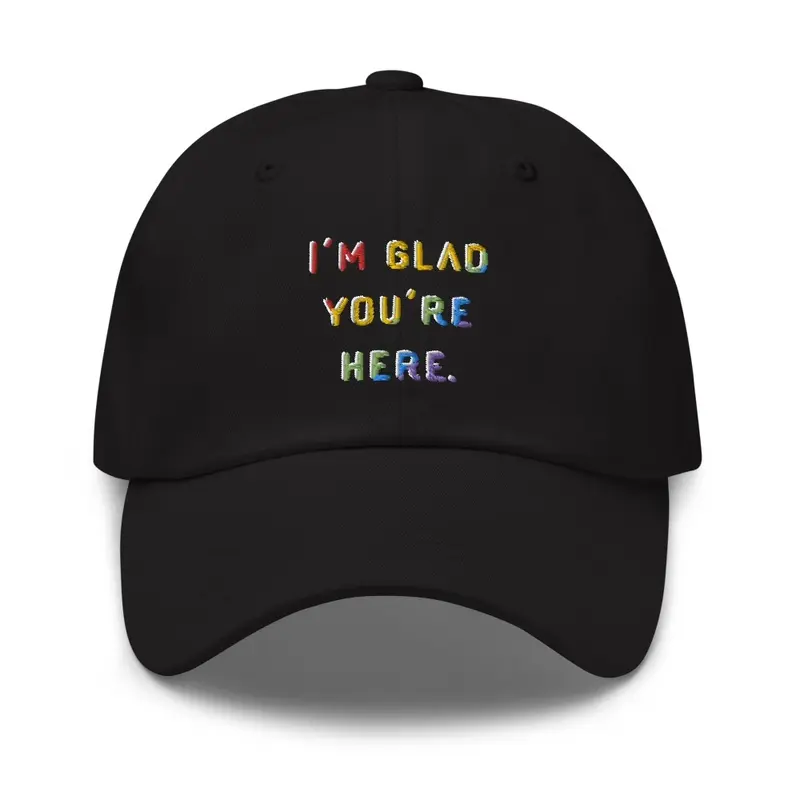 Embroidered “Glad” Cap in Rainbow.