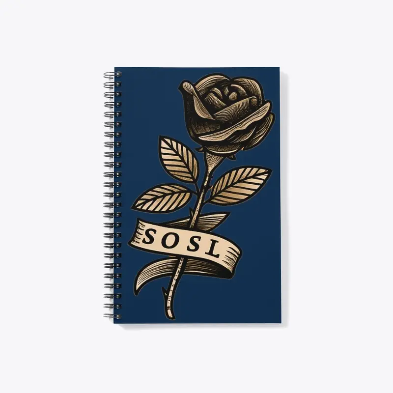 Single Rose notebook in sepia tones