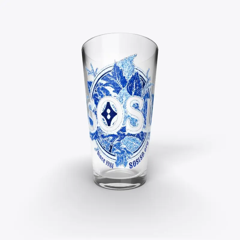 Changing leaves pint glass pottery blue