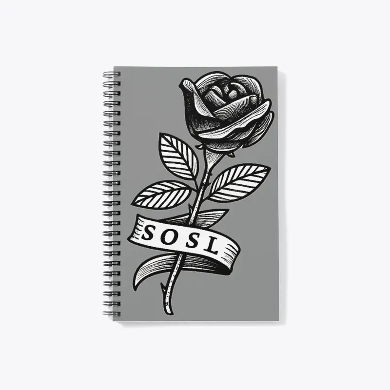 Single Rose notebook in monochrome