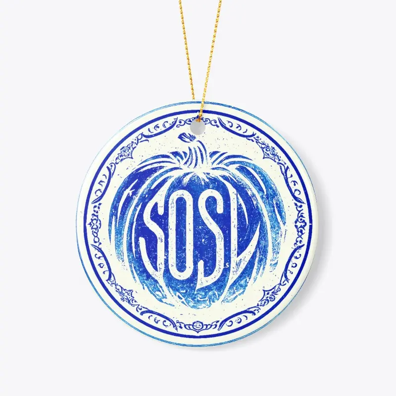 SOSL-a-lantern ornament in pottery blue