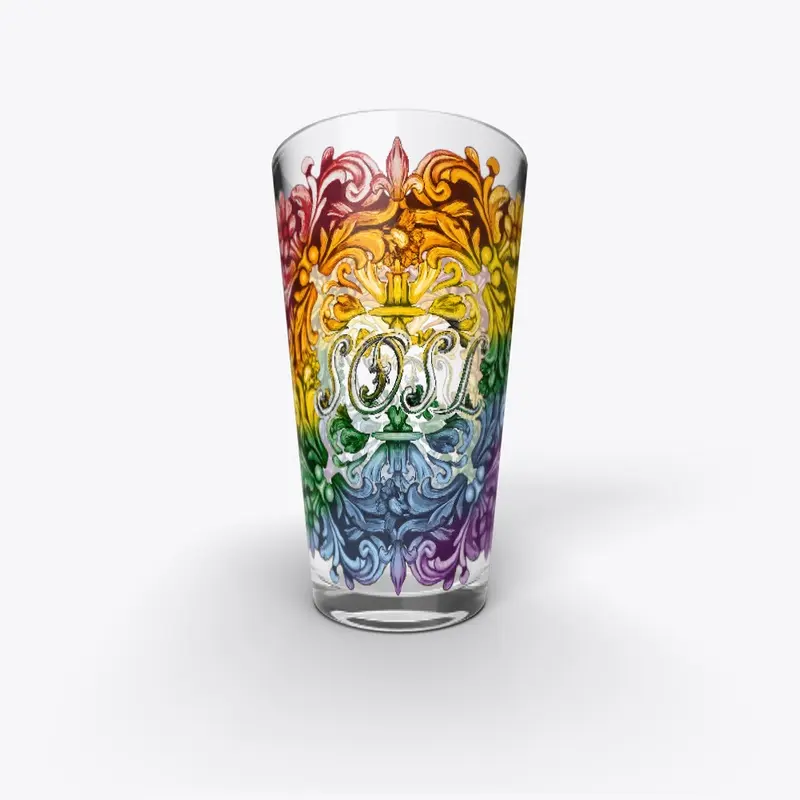 Deruta printed pint glass in rainbow