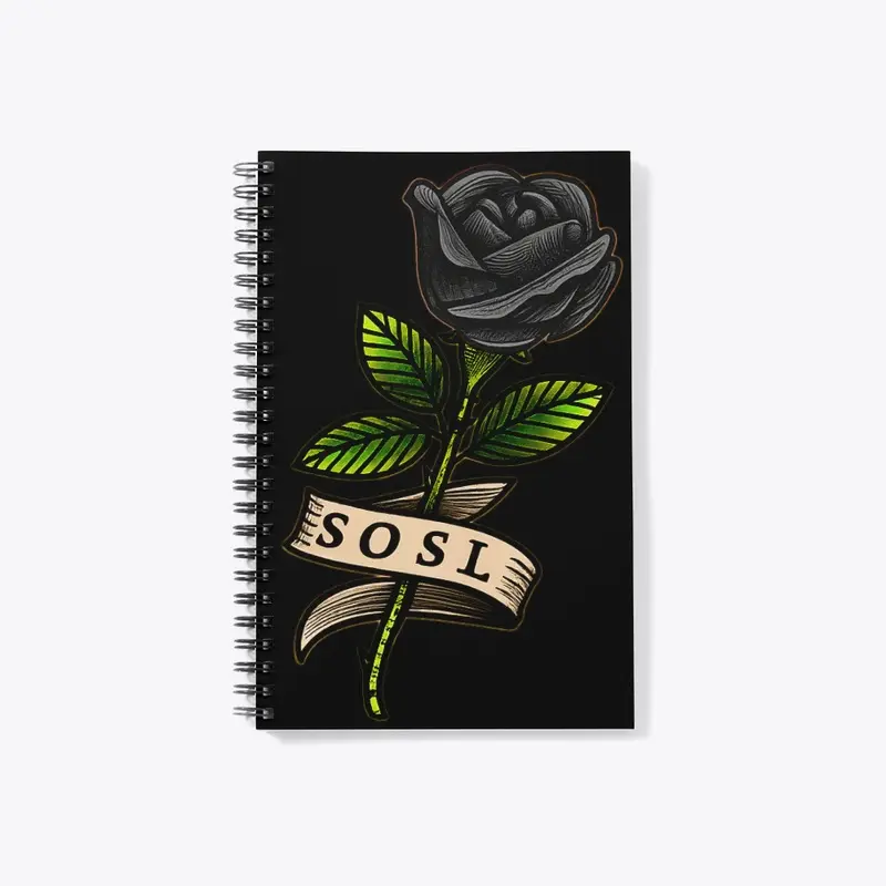 Single Rose notebook full color black