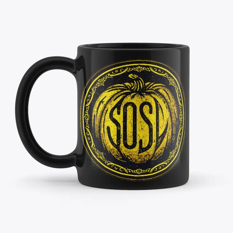 SOSL-a-lantern black mug in marigold