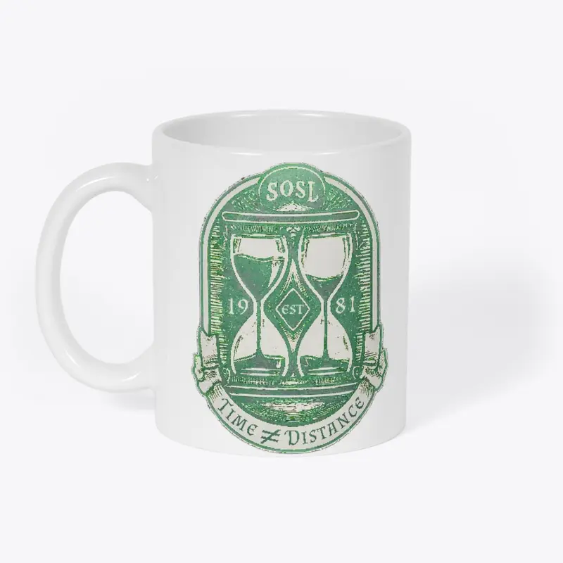 TIme is not distance mug country green