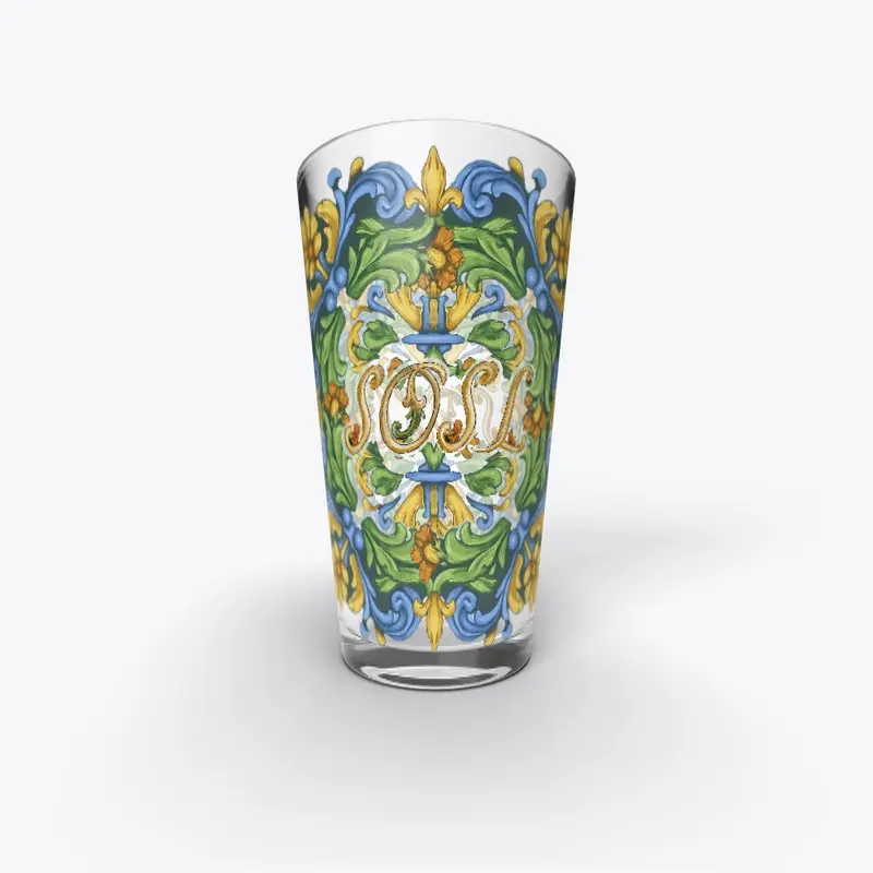 Deruta printed pint glass classic colors