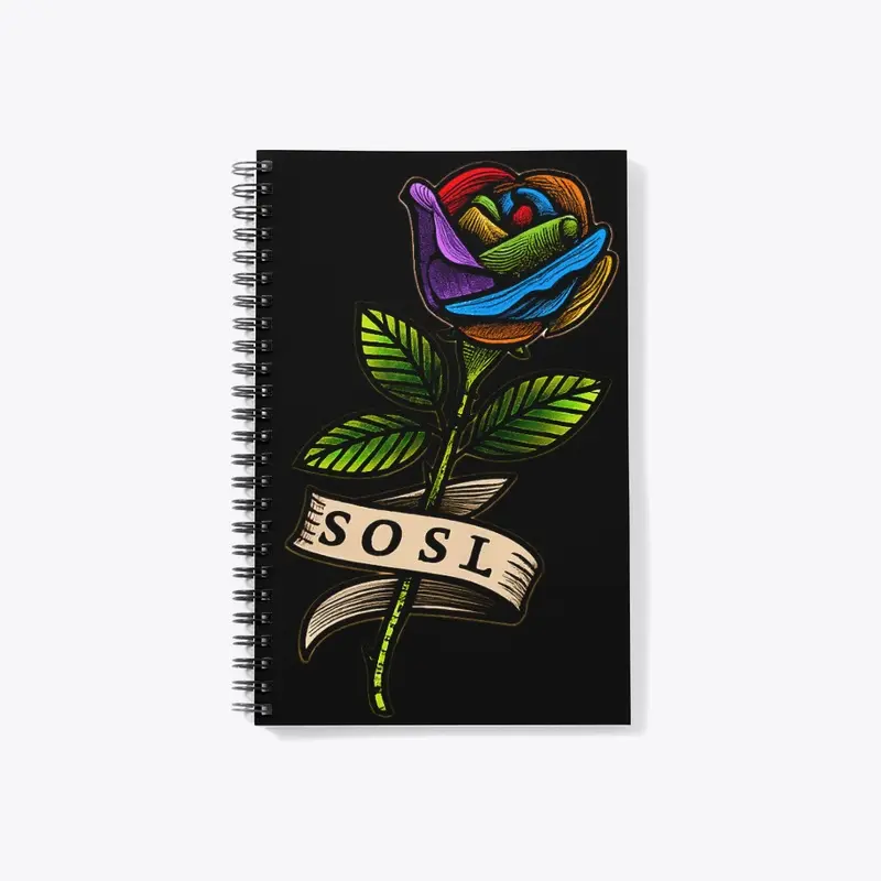 Single Rose notebook full color rainbow