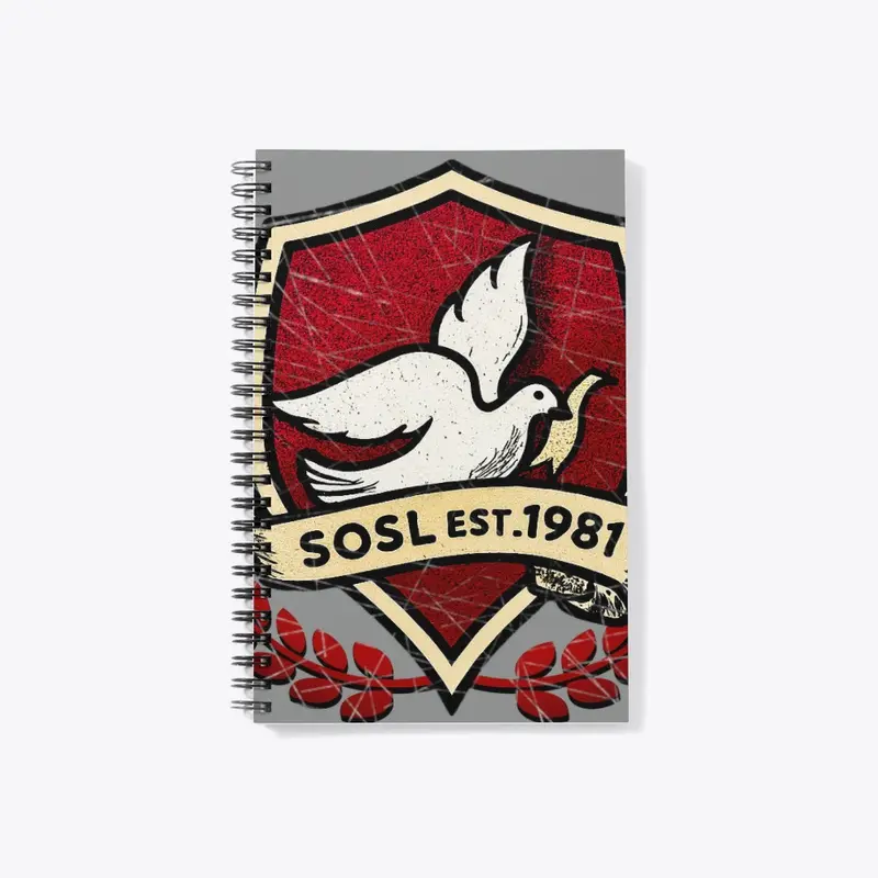 Distressed Shield notebook in ruby