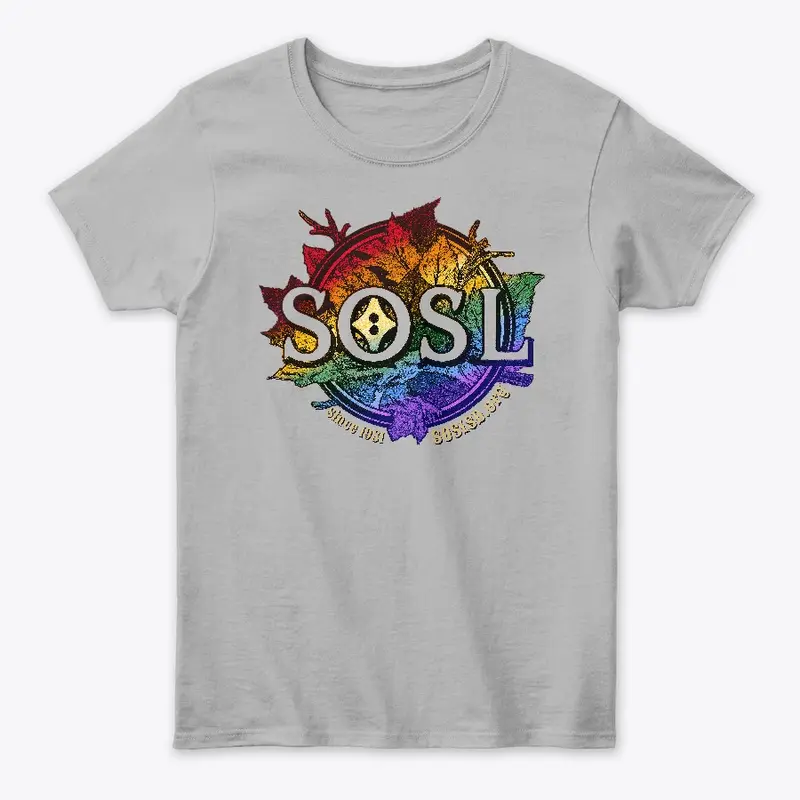 Changing leaves womens tee in rainbow