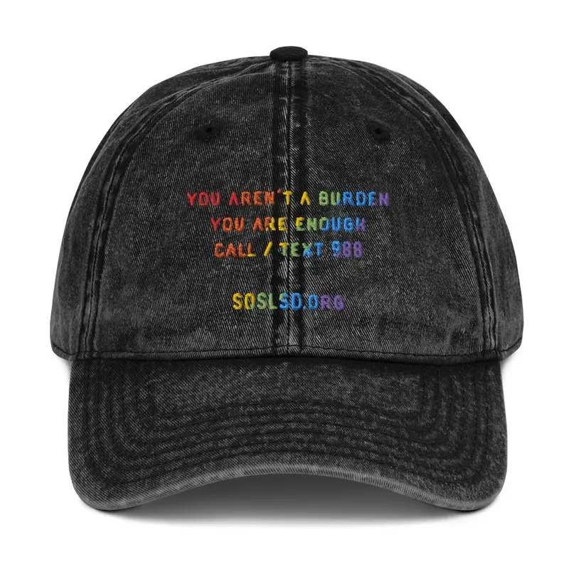 Embroidered hat: Rainbow Text