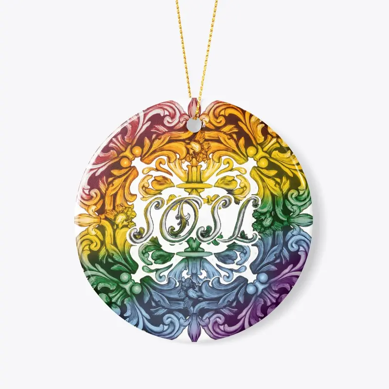 Deruta SOSL round ornament in rainbow