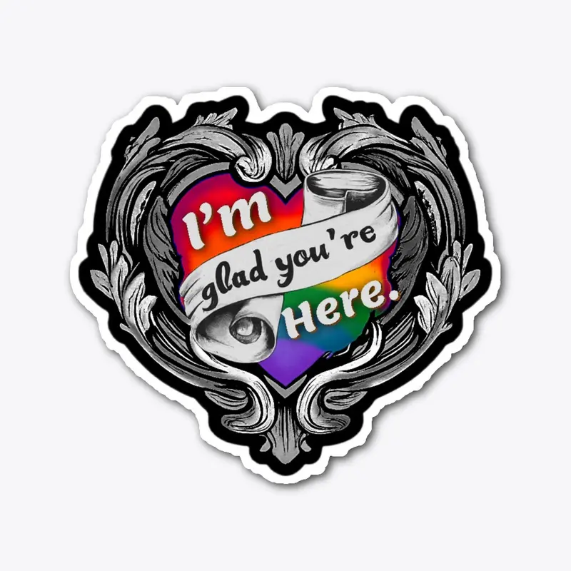 Baroque Heart XL sticker in rainbow