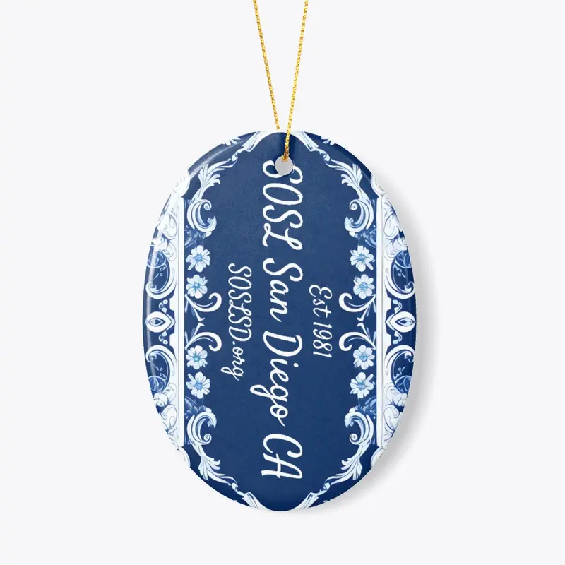 SOSL pottery blue wrap oval ornament