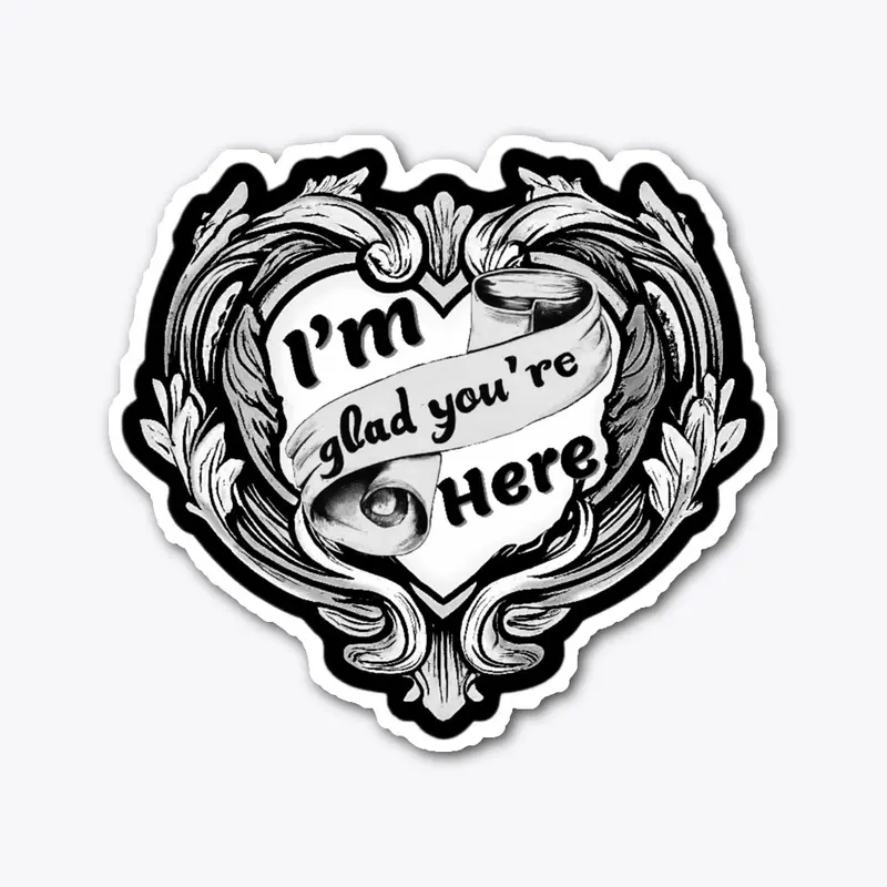 Baroque Heart vinyl sticker in mono