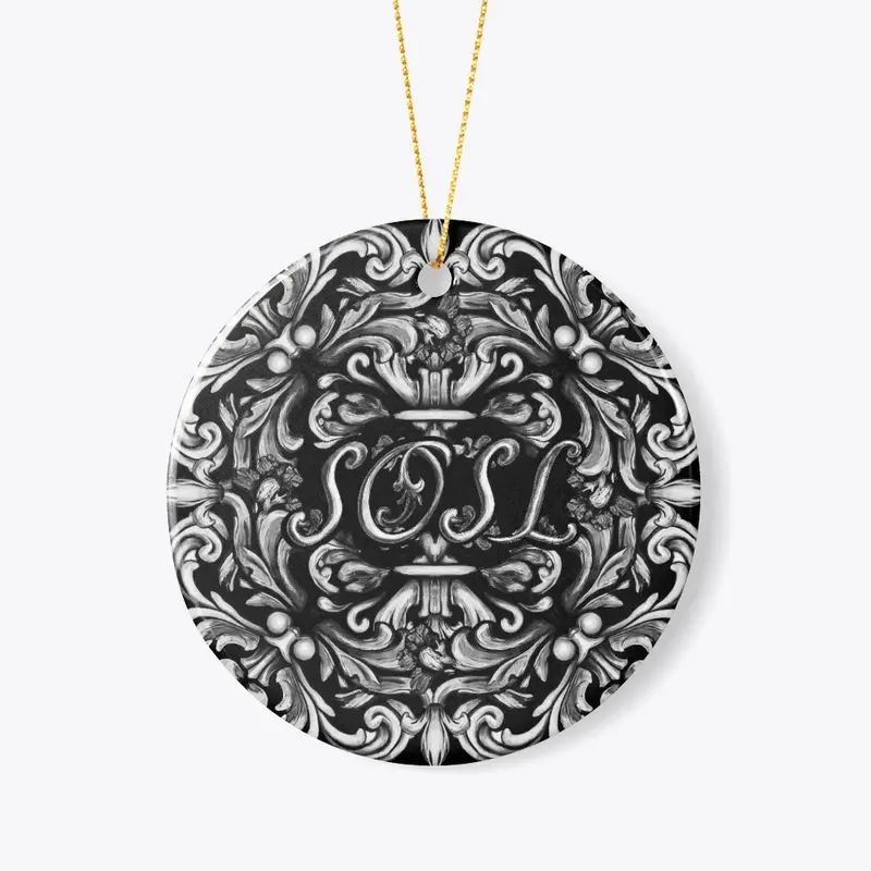 Deruta SOSL round ornament in monochrome