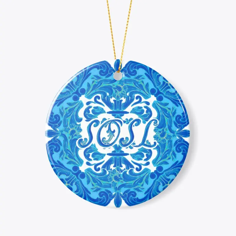 Deruta SOSL round ornament pottery blue