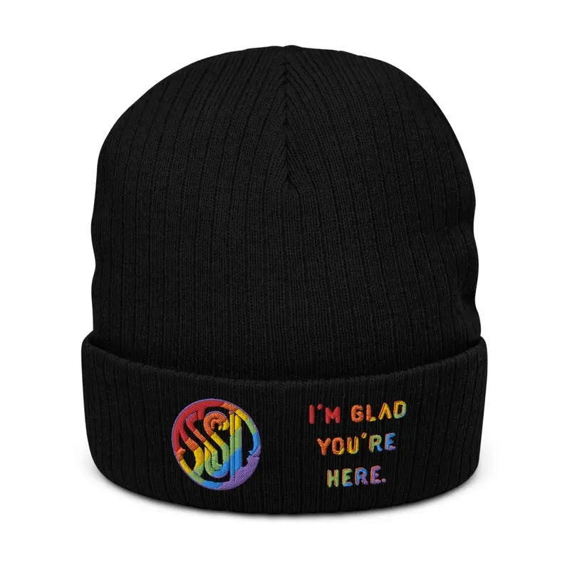 Rainbow abstract & glad dark beanie